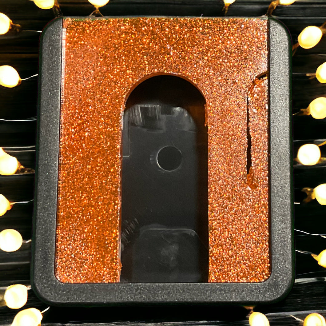 Orange Glitter Swipe Pod, base, lid & clip